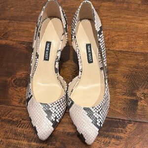 Nine west python wedge heels